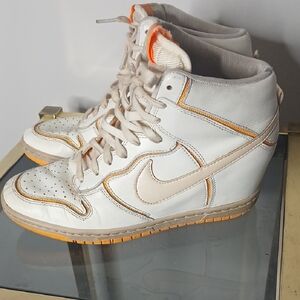 Nike Sky High Hidden Wedge White And Orange Size 8